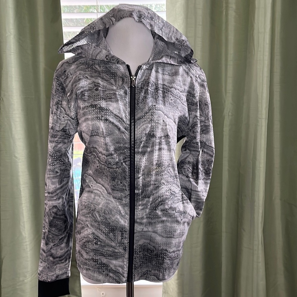 Gray and black waterproof mesh jacket hoodie